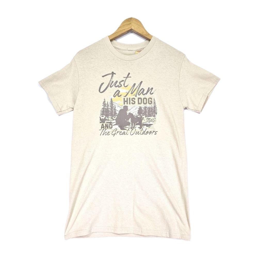 Just A Man And His Dog Hiking Trail Lake Shirt Size‎ Small Mountain Fun Gift